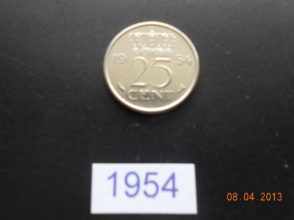 munten 6 kwartjes nikkel 1954-1956-1957-1960-1961 en 1994., Verzenden, Koningin Juliana, 25 cent, Losse munt
