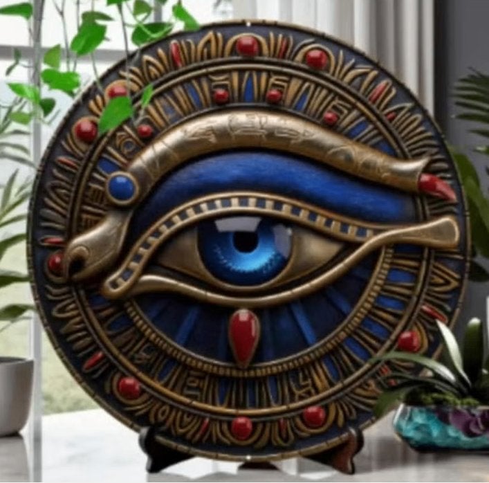 Vintage rond metalen bord Oog van Horus (20cm), Ophalen of Verzenden, Nieuw