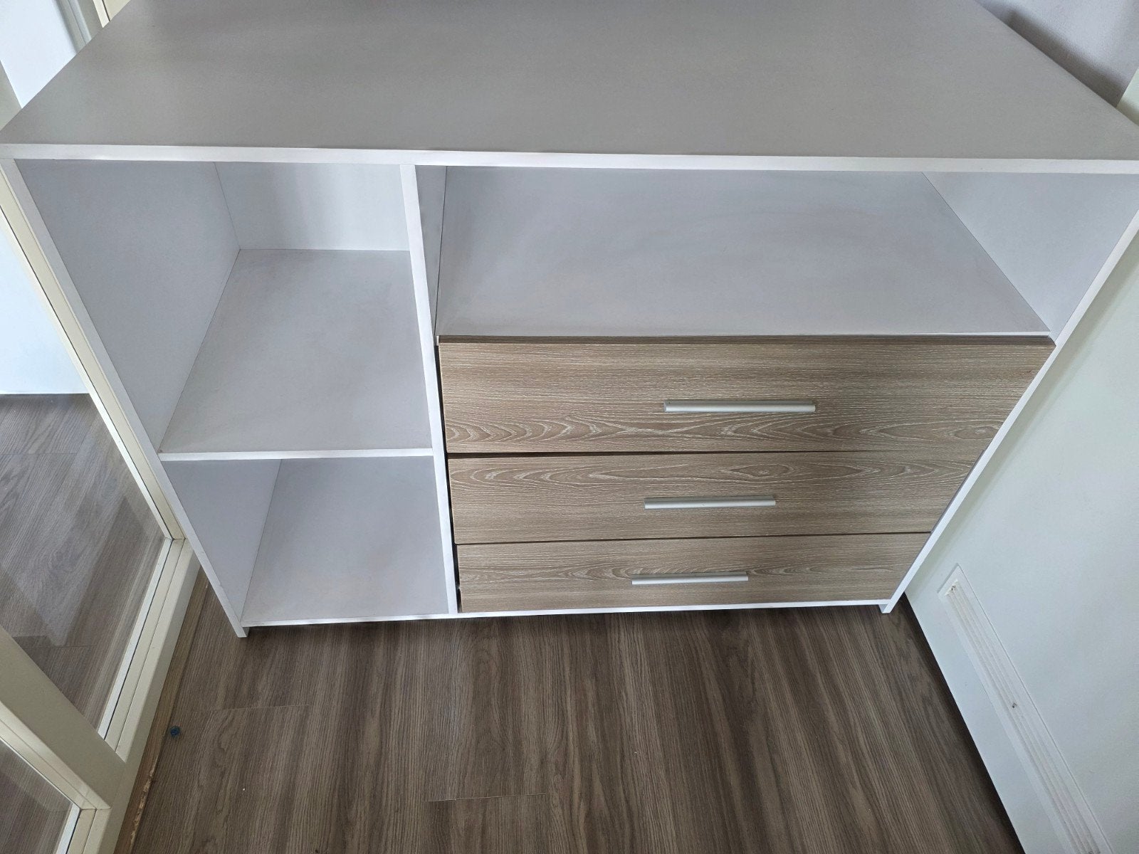 Witte commode met lades en opbergruimte, Ophalen, Gebruikt, 50 tot 70 cm, 100 cm of meer