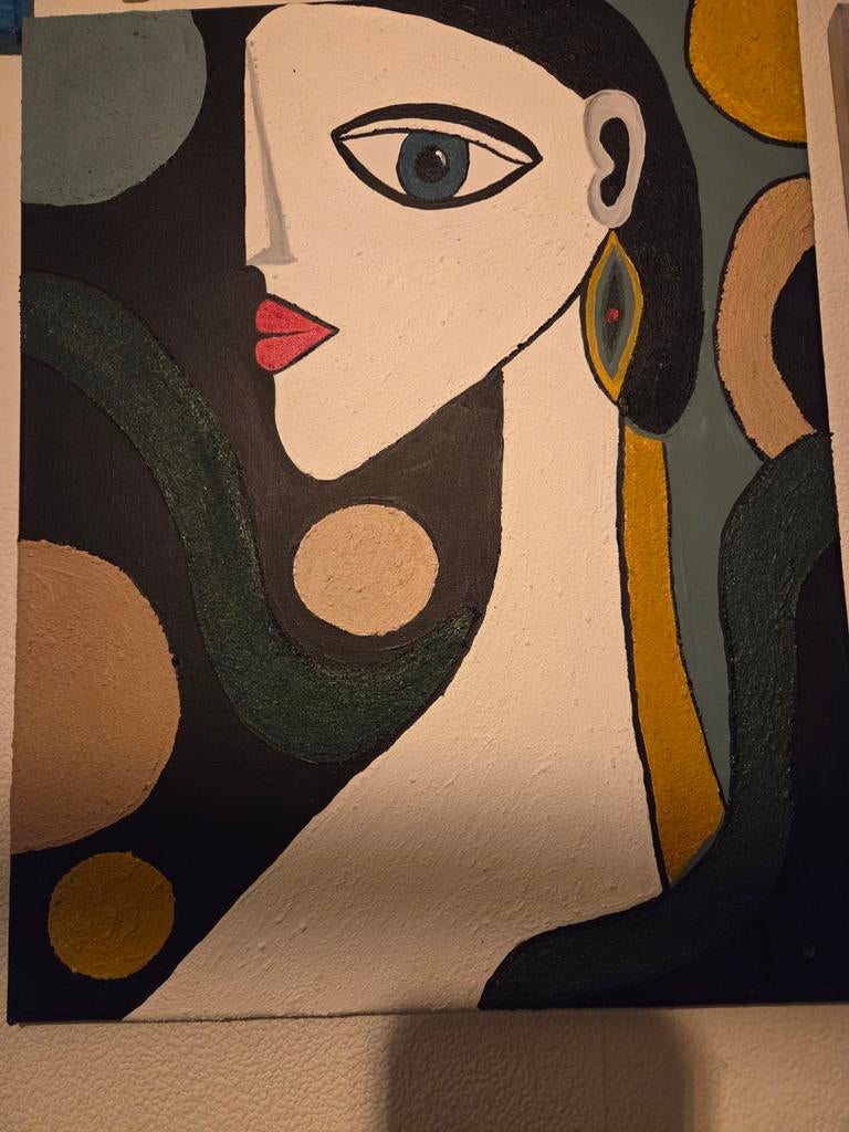 Abstract schilderij van een vrouwengezicht, Antiek en Kunst, Ophalen of Verzenden