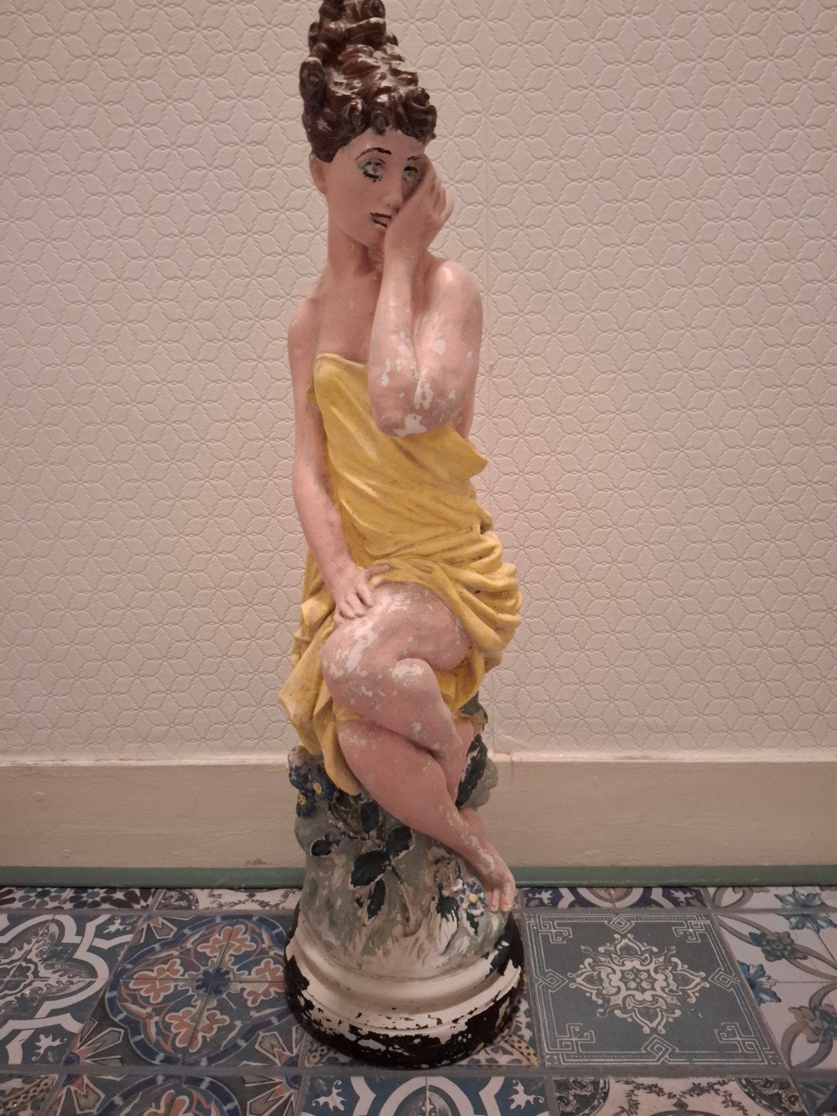 Vrouwen beeld jaren 50 papier-maché, Overige materialen, Beeld, Vrouw, Beschilderd