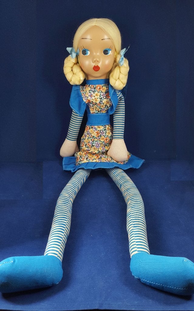 Antieke papier-maché pop strovulling 70 cm. jaren 50/60. 5B1, Tweedehands verkoop, Tweedehands verkoop, Gebruikt, Ophalen of Verzenden