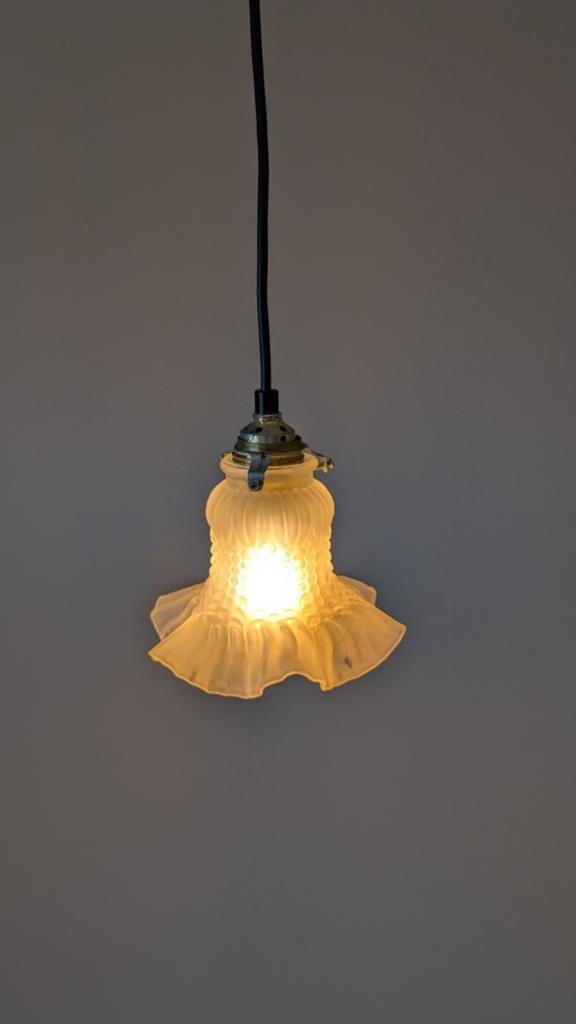 4x Vintage Art Deco Tulip Lampen van Mat Persglas - hanglamp, Ophalen of Verzenden