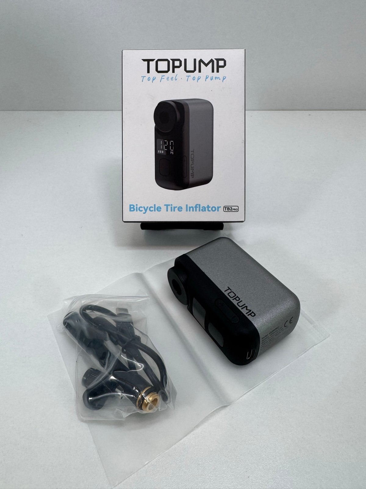 Topump TB2 Pro Draagbare Fietsbandenpomp met Drukmeter, Ophalen of Verzenden, Drukmeter, Nieuw