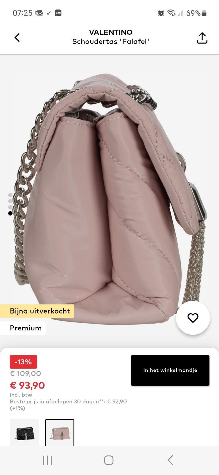 Valentino Falafel Pattina Crossbody Tas - Roze, Ophalen of Verzenden, Nieuw, Roze, Overige merken