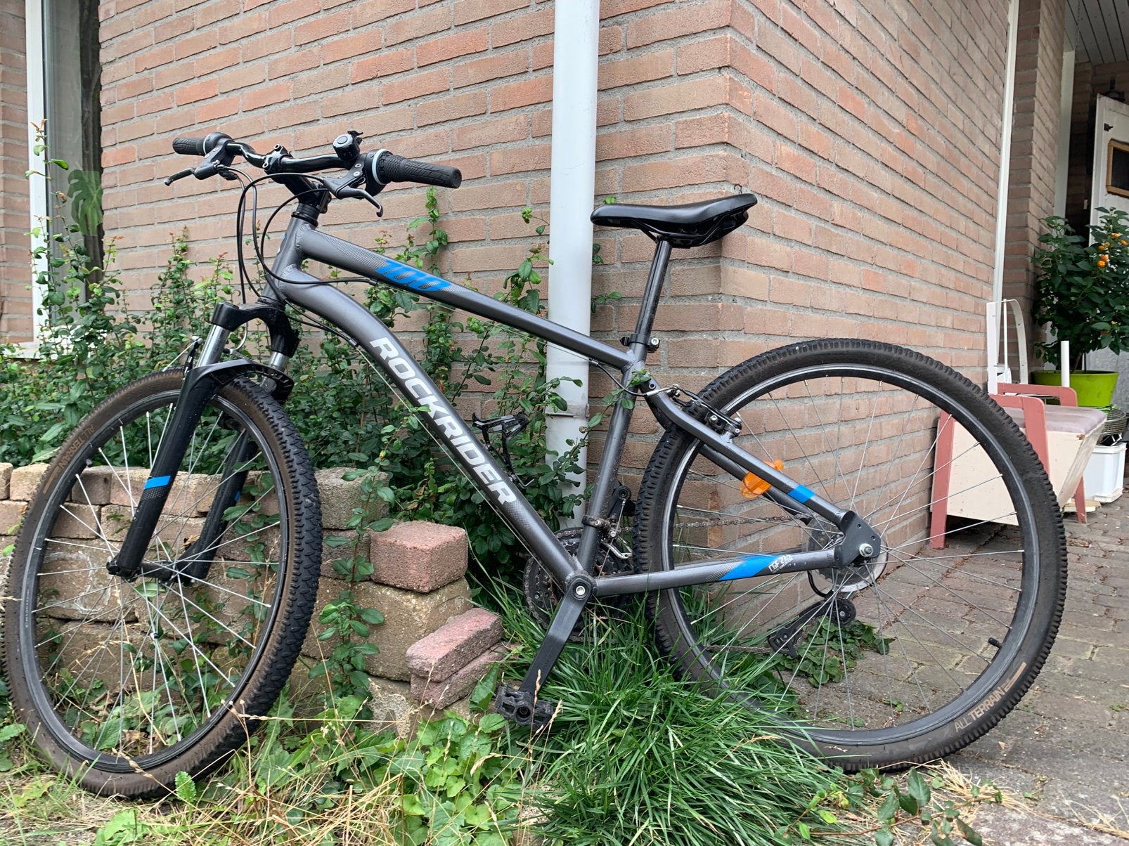 Mountainbike Rockrider maat L, Gebruikt, Velgrem, Geen vering, 53 tot 57 cm