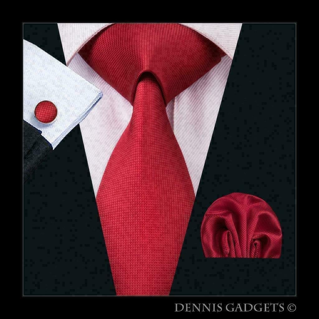 Dennis Gadgets: 100 % zijden stropdas ( 3 delig !! ) DG0206, Ophalen of Verzenden, Nieuw, Rood, Effen