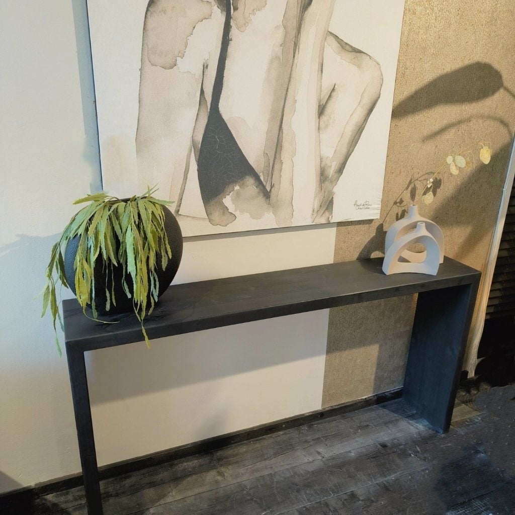 Mat Zwarte Rechthoekige Sidetable - 160x35x80cm, Huis en Inrichting, Ophalen, Nieuw, Landelijk, hotel chique, 150 tot 200 cm