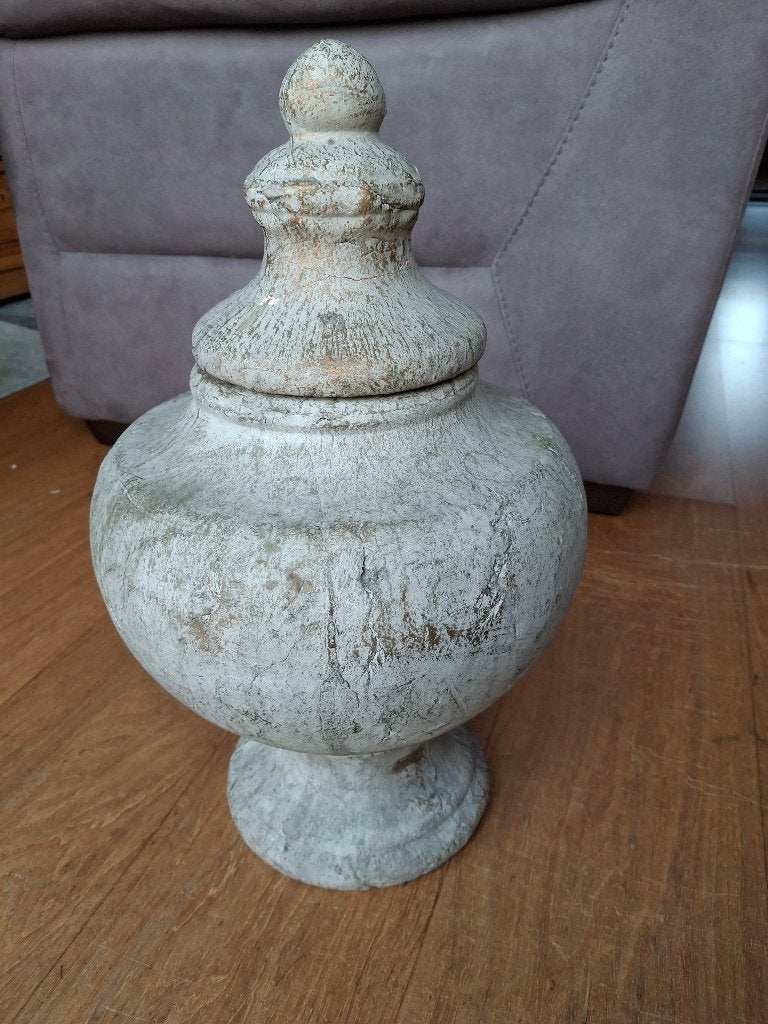Vintage rustieke zware pot vaas met deksel ca 45 cm hoog, Ophalen