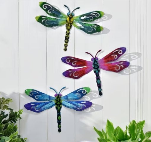 Muurdecoratie Libelle metaal 3 stuks, Tuin en Terras, Ophalen of Verzenden, Nieuw