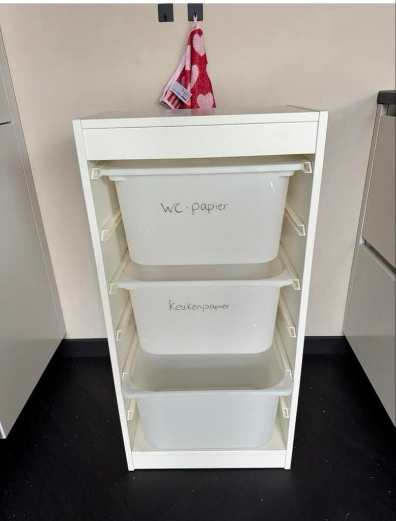 IKEA Trofast kast met 3 witte bakken - 45x30x100 cm, Ophalen, Zo goed als nieuw, Minder dan 60 cm