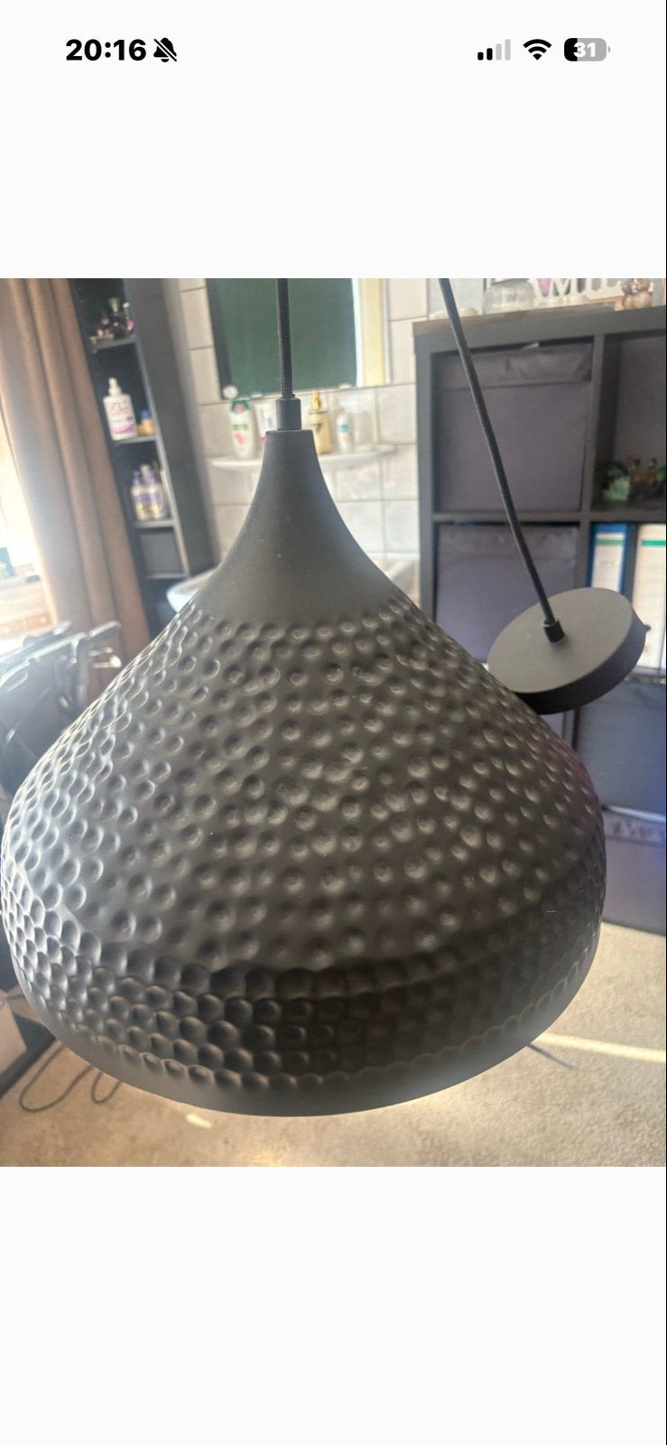 IKEA Hanglamp Metaal - Zwart, Gehamerd Design, Huis en Inrichting, Ophalen, Gebruikt, Metaal