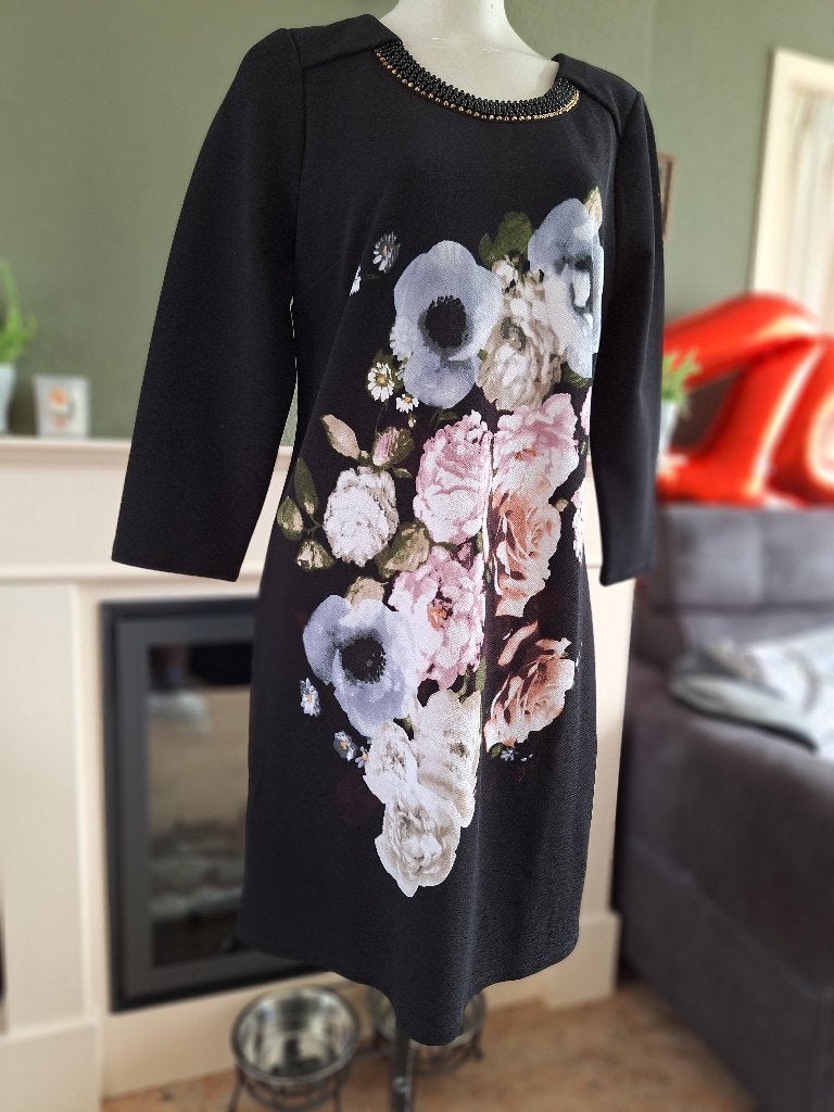 K-Design K Design pioenrozen jurk XL, Kleding | Dames, Jurken, K-design, Verzenden, Zwart, Maat 46/48 (XL) of groter