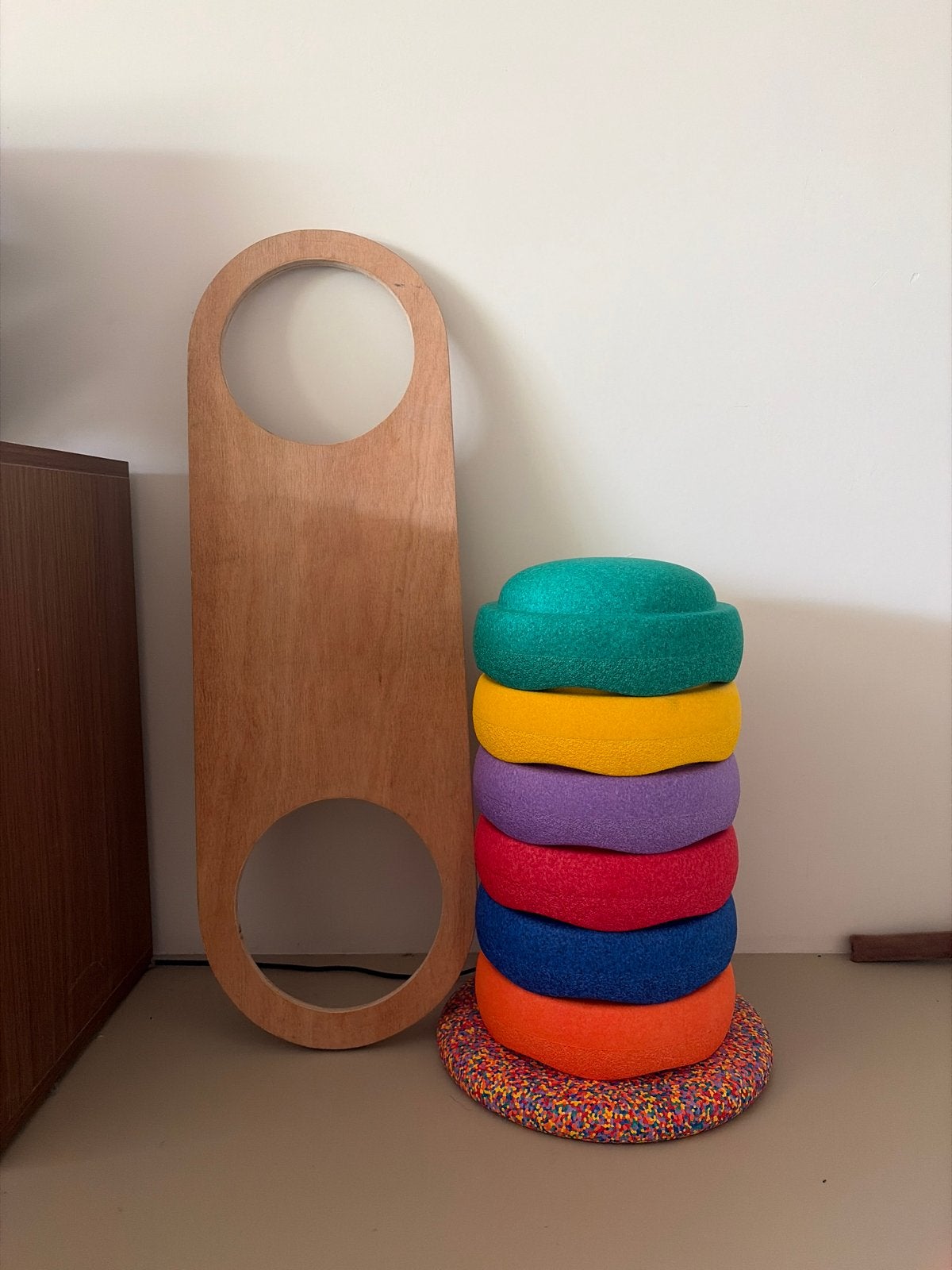 Stapelstein Stapelstenen Set met Board - Kleurrijk Speelplez, Ophalen, Gebruikt, Bouwen