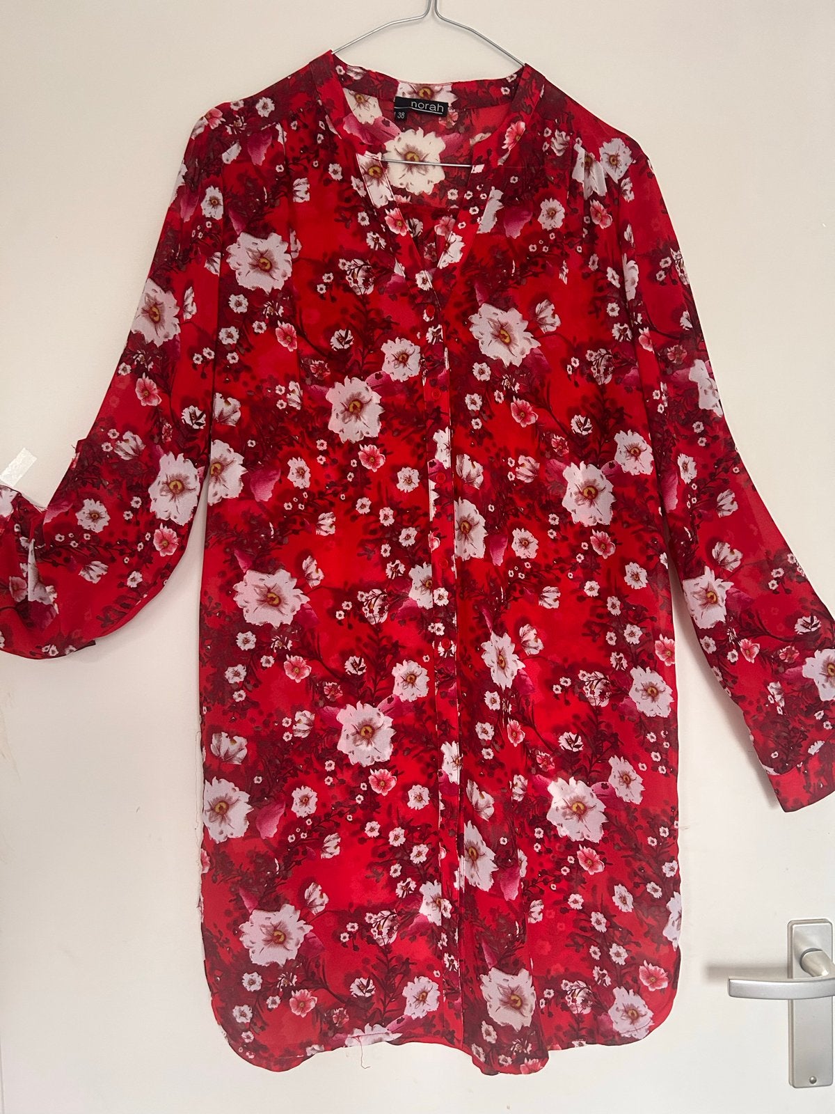 Norah Rode Tuniek met Bloemenprint - Maat 38, Ophalen of Verzenden, Zo goed als nieuw, Maat 38/40 (M), Rood