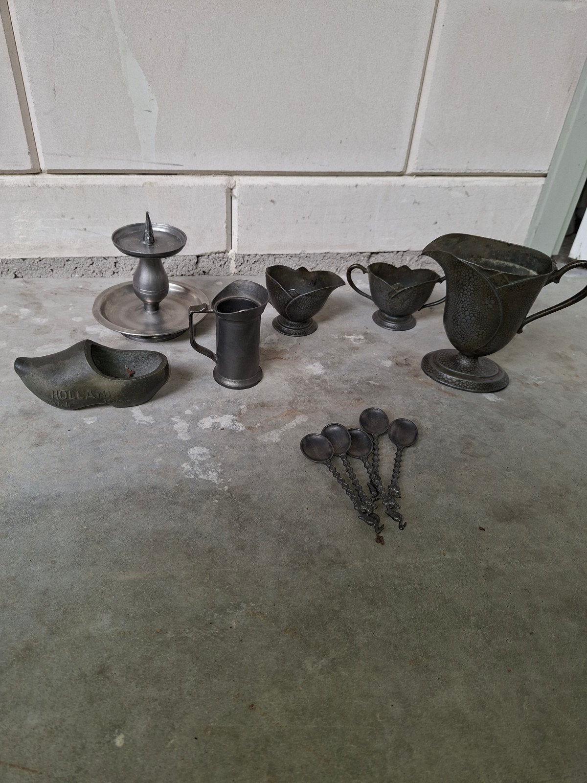 Diverse collectie tinnen voorwerpen, Hollandse stijl, Antiek en Kunst, Ophalen of Verzenden