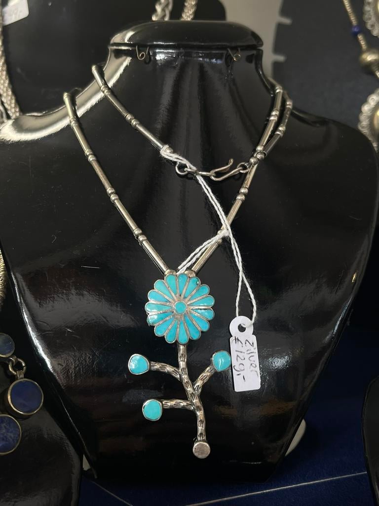 Native American Zuni handgemaakte zilveren ketting 925, Ophalen of Verzenden, Zilver, Hanger