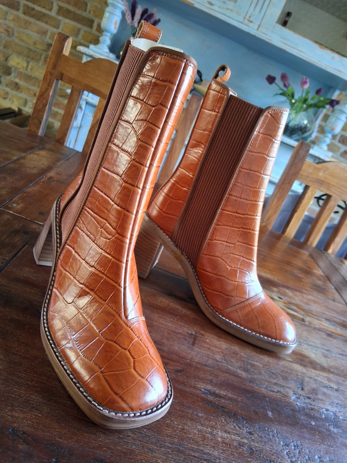 ASOS DESIGN Appreciate heeled chelsea laars croc, Ophalen, Bruin, Lage of Enkellaarzen, Nieuw