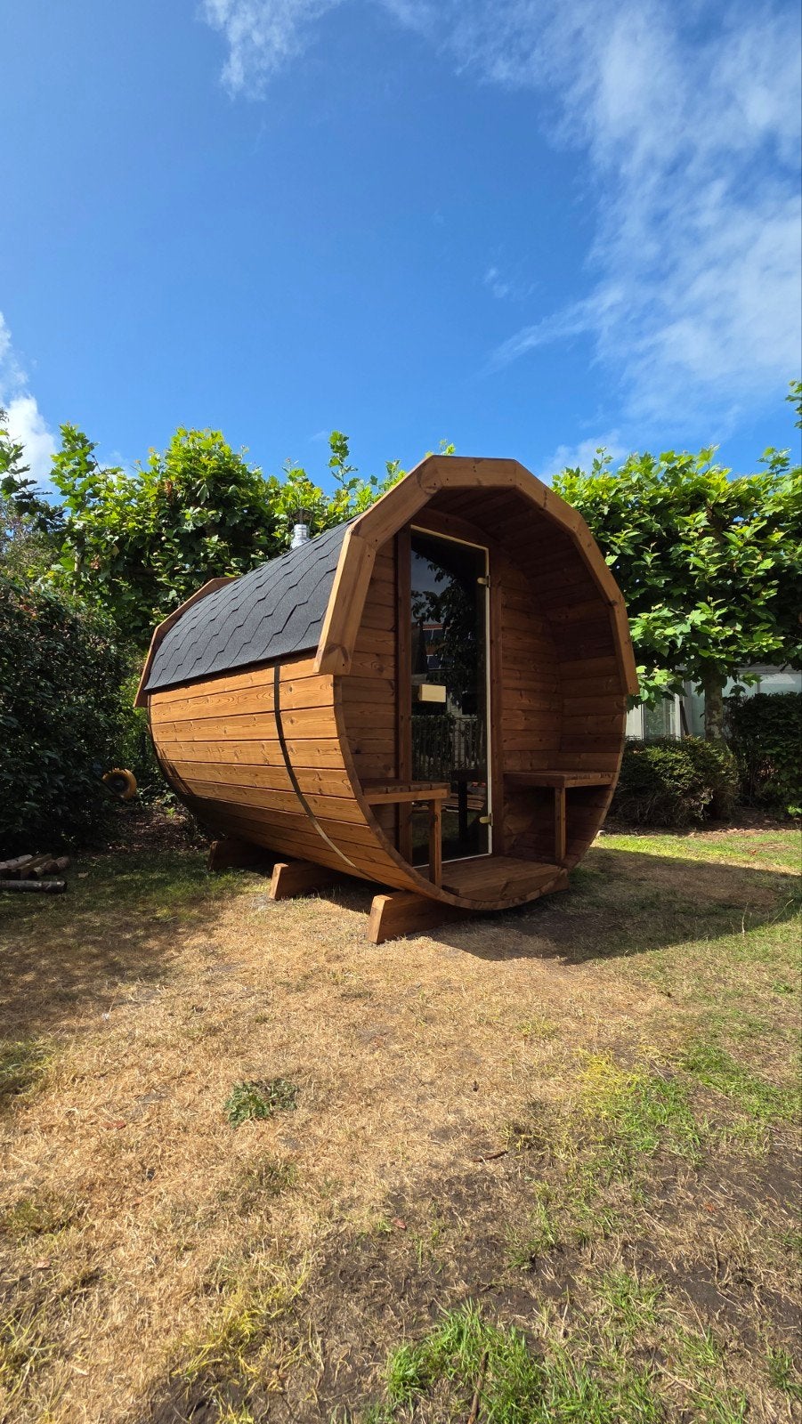 2,5M Barrel Sauna Gratis Levering en Plaatsing - 10% KORTING, Ophalen of Verzenden, Nieuw, Complete sauna