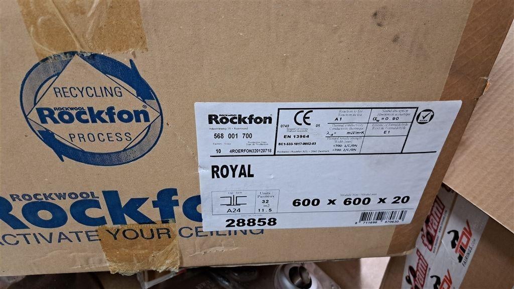 Rockfon Royal plafondplaten 600 x 600 x 20, Overige materialen, Nieuw, 15 m² of meer, Ophalen