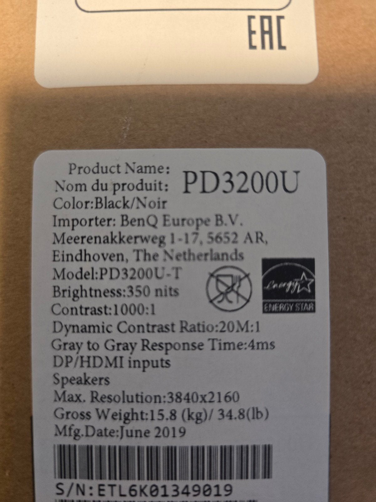 *NIEUWE* BenQ PD3200U 4K - Design en Gaming, Gaming, Nieuw, Ultra HD (4K), DisplayPort