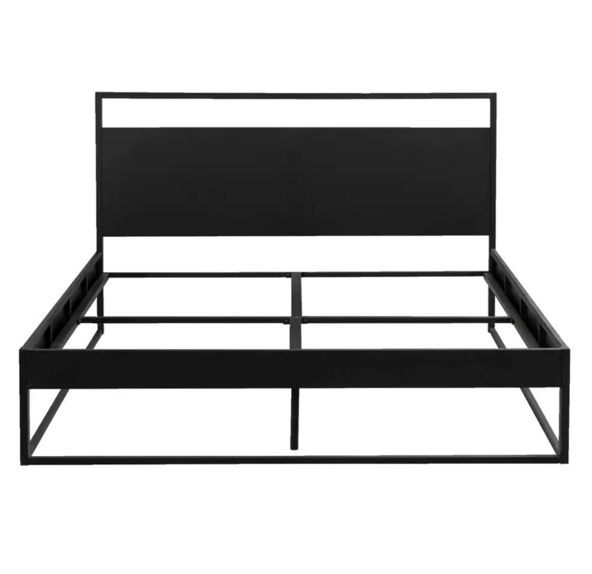 Zwart metalen tweepersoons bed, Ophalen, Zwart, Tweepersoons, 140 cm
