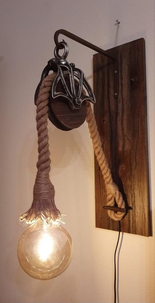 Industriële Katrol Lamp - Uniek Design, Ophalen of Verzenden