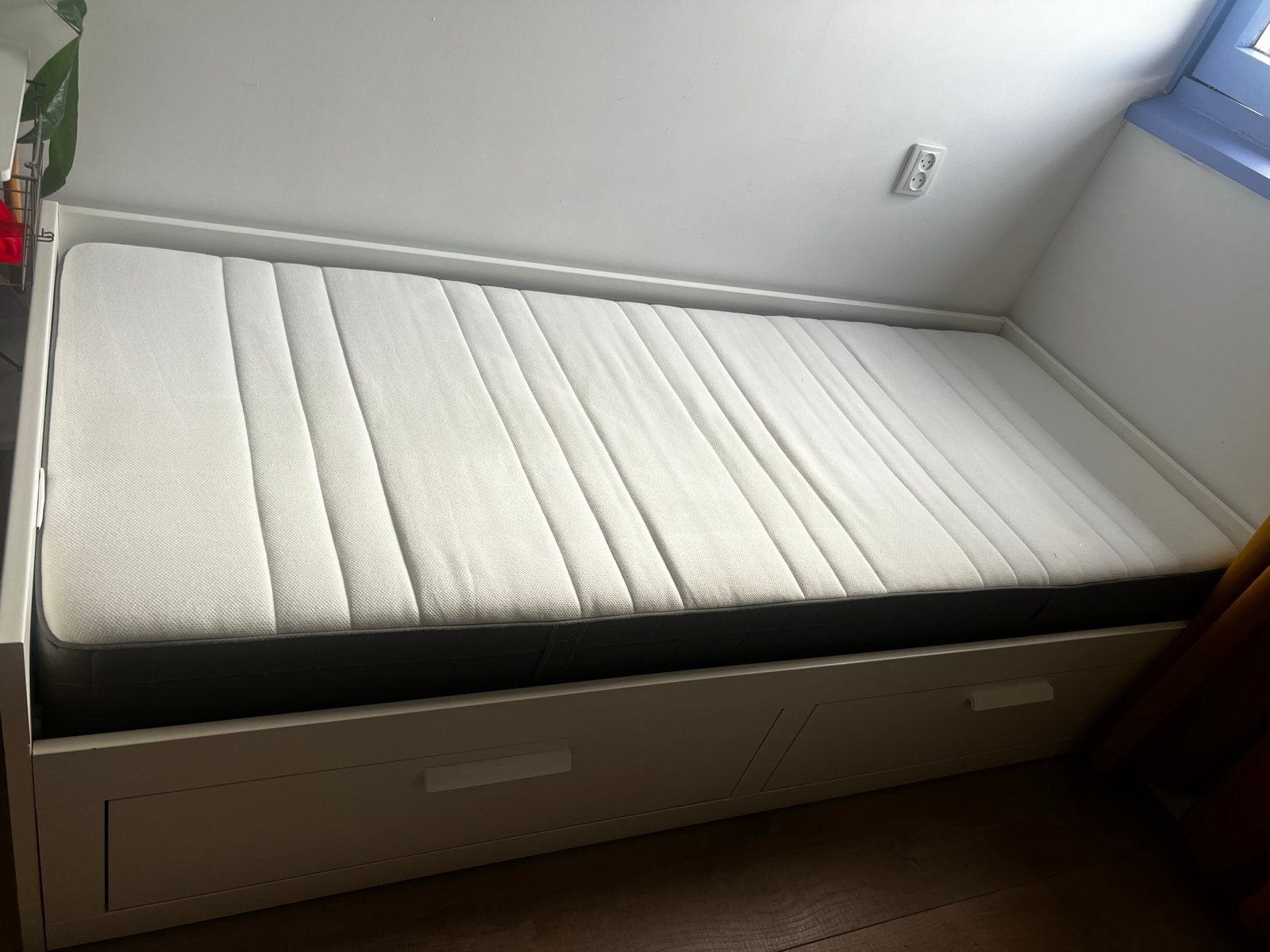 Ikea Brimnes eenpersoonsbed met matras 90x200, Ophalen, Gebruikt, 90 cm, Eenpersoons