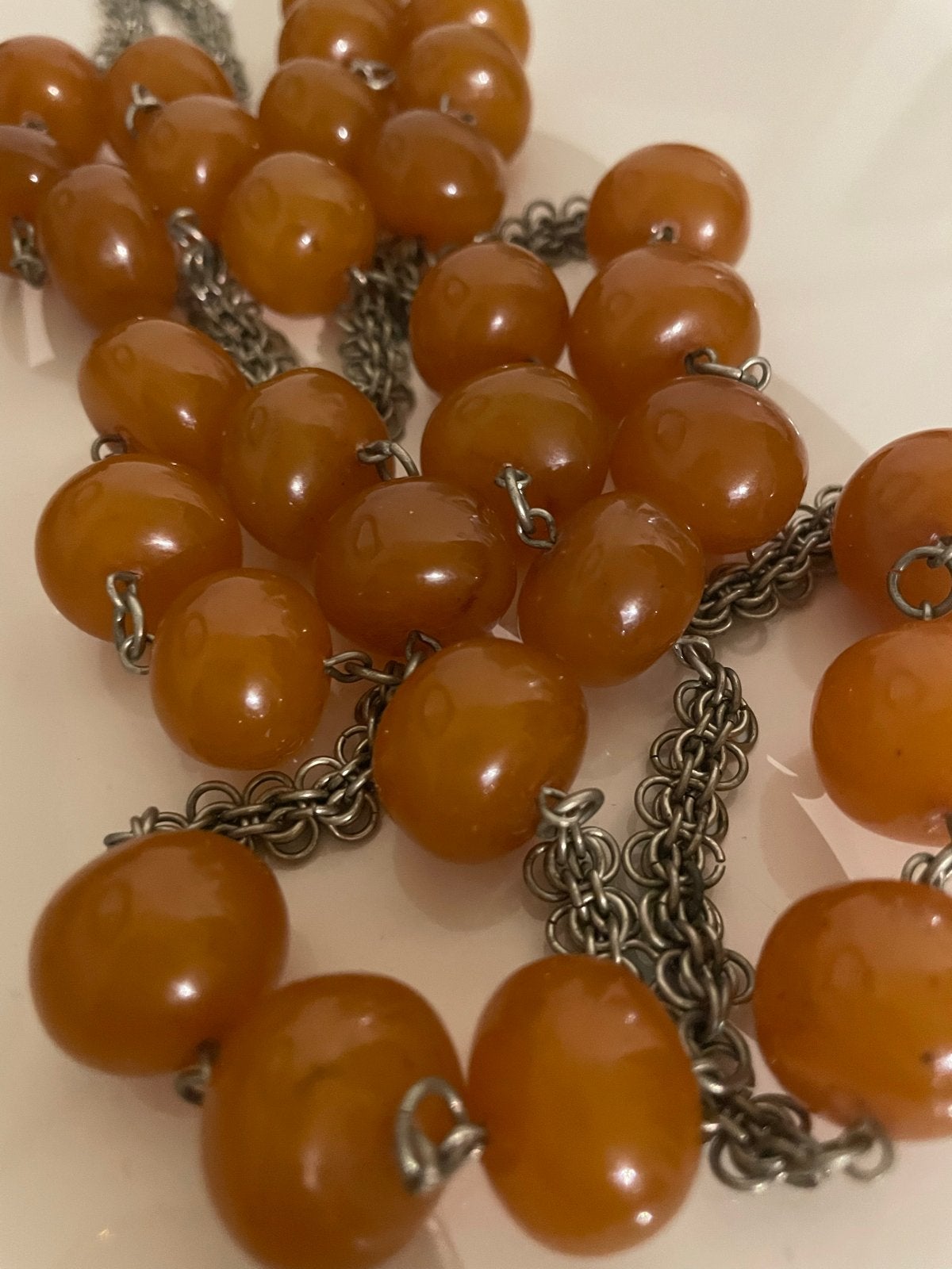 Oude Antieke Amber Keting, Ophalen, Gebruikt, Oranje, Overige materialen