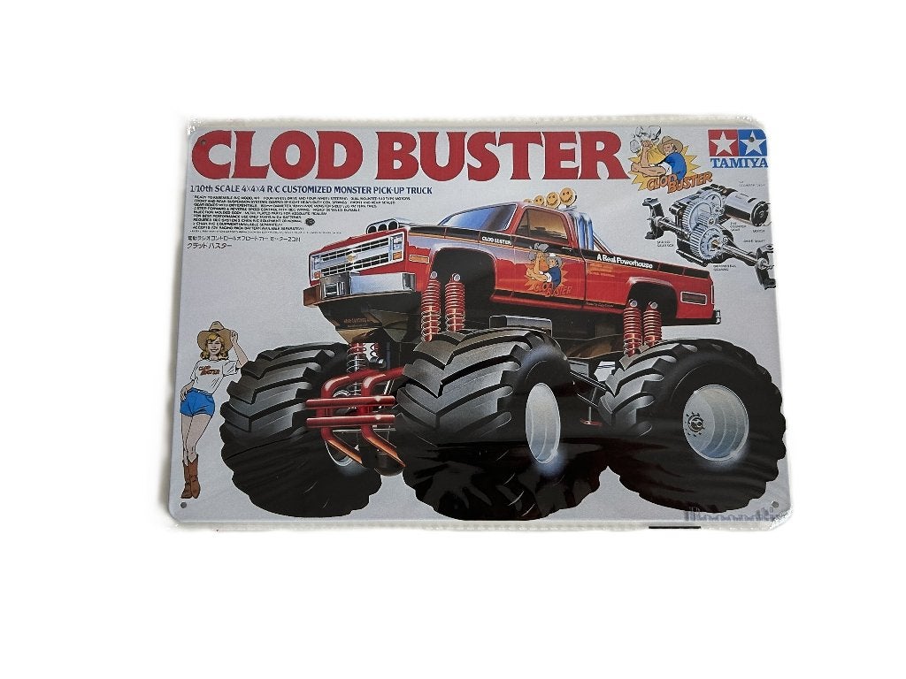 Tamiya Boxart metalen bord 20x30cm Clod Buster nieuw, Hobby en Vrije tijd, Modelbouw | Radiografisch | Auto's, Ophalen of Verzenden