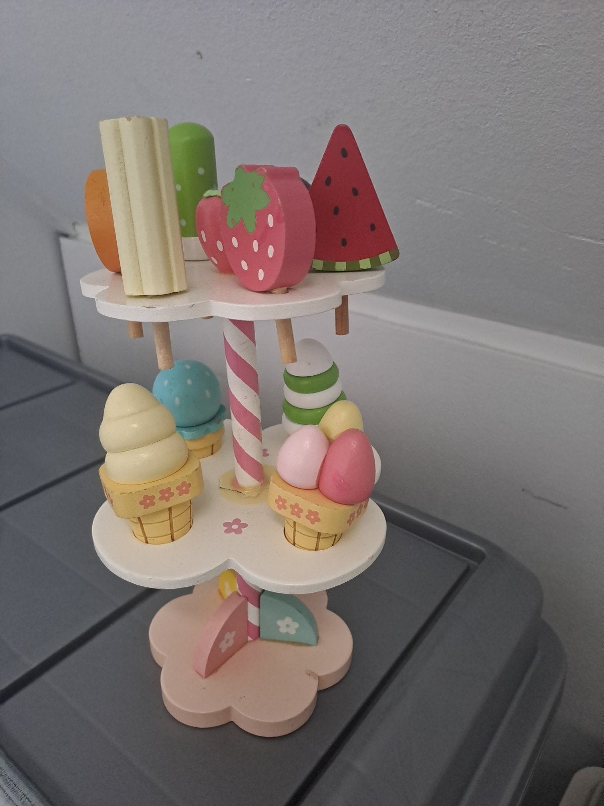 Houten speelgoed ijsjes set - Leuke ijscokraam, Ophalen, Gebruikt, Overige typen