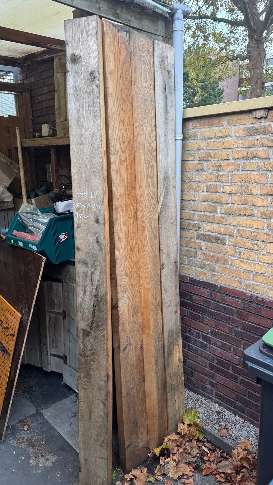 Eiken planken - 225 cm lang, 5,5 cm dik, 15 cm breed, Gebruikt, Eiken, Ophalen of Verzenden, 200 tot 250 cm