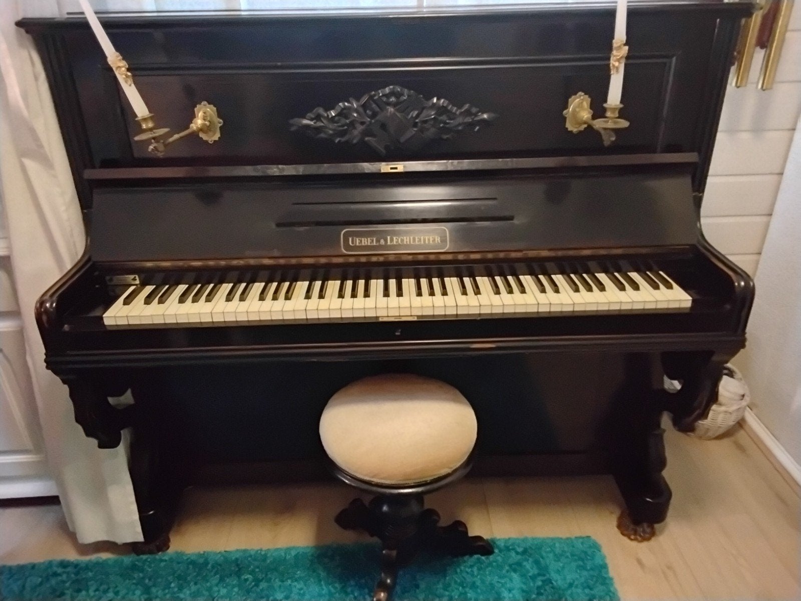 Antieke Uebel & Lechleiter Piano uit 1890, Muziek en Instrumenten, Ophalen, Gebruikt, Zwart, Piano