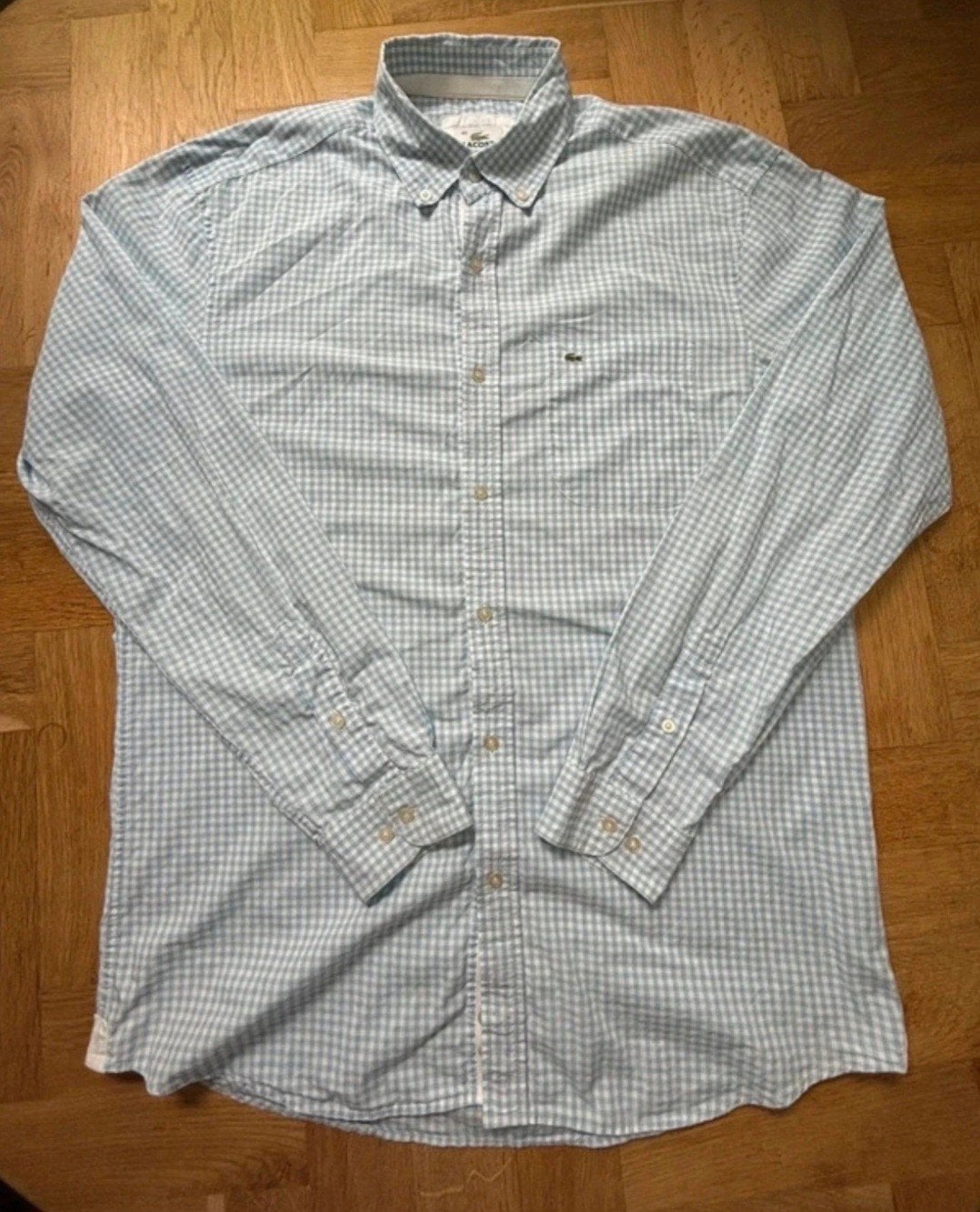 Lacoste blouse maat M blauw en wit geruit, Overhemd, Lacoste, Zo goed als nieuw, Verzenden