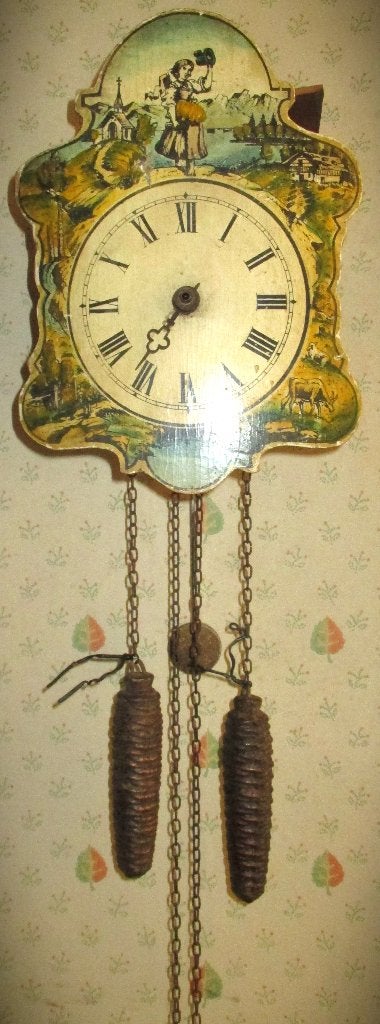 Schwarzwalder Klok~Antieke Zwarte Woud Schildklok~1850-1890, Ophalen of Verzenden