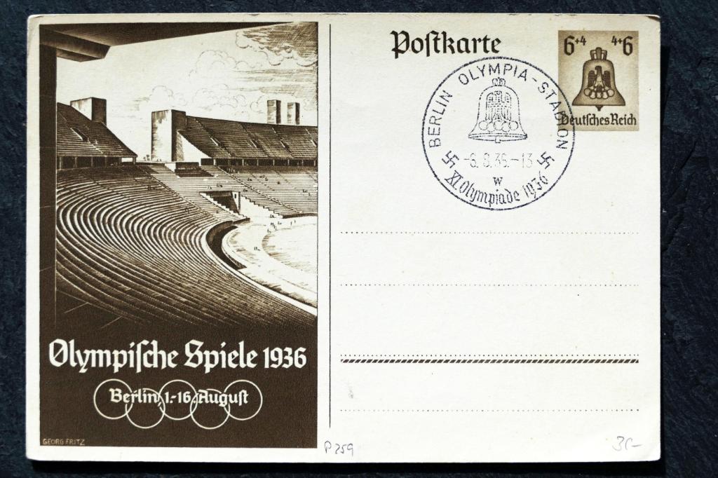 Berlijn 1936, Olympische Spelen, Olympia-Stadion, stempel, Verzenden, 1920 tot 1940, Gelopen, Politiek en Historie