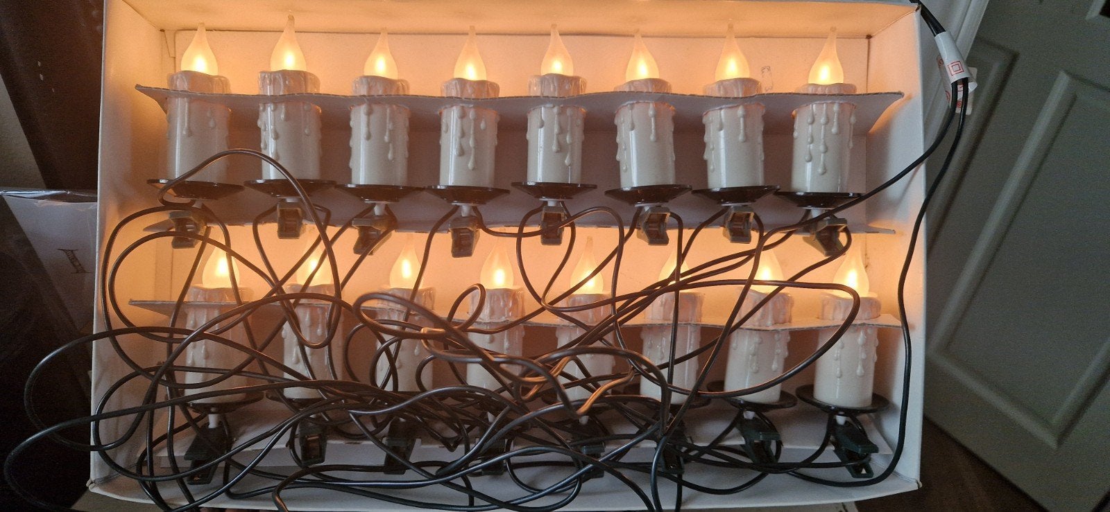 2 dozen met kaarsverlichting kerstboom~brocante~kerst~, Diversen, Ophalen of Verzenden, Zo goed als nieuw