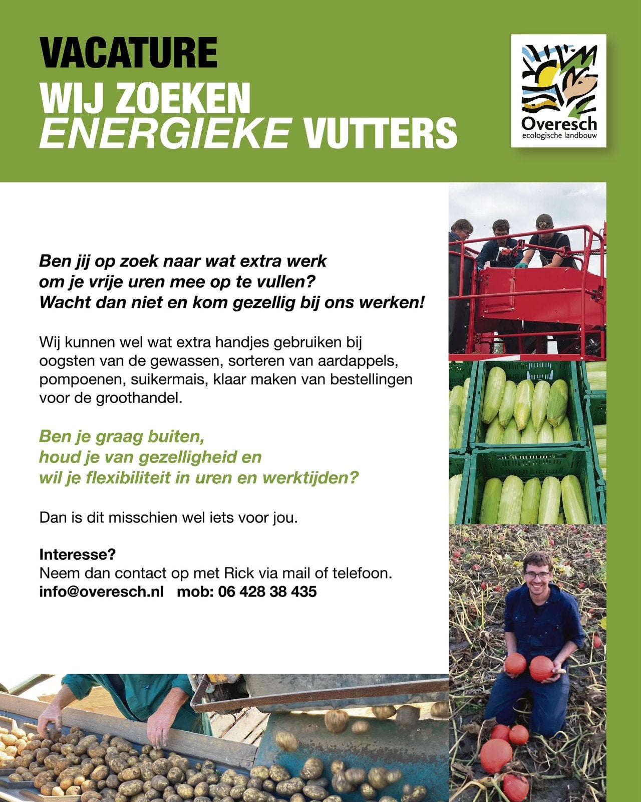 Gezocht: oproepkrachten en vutters voor onze boerderij, Vacatures, Vacatures | Landbouw, Natuur en Milieu, Variabele uren, Overige niveaus