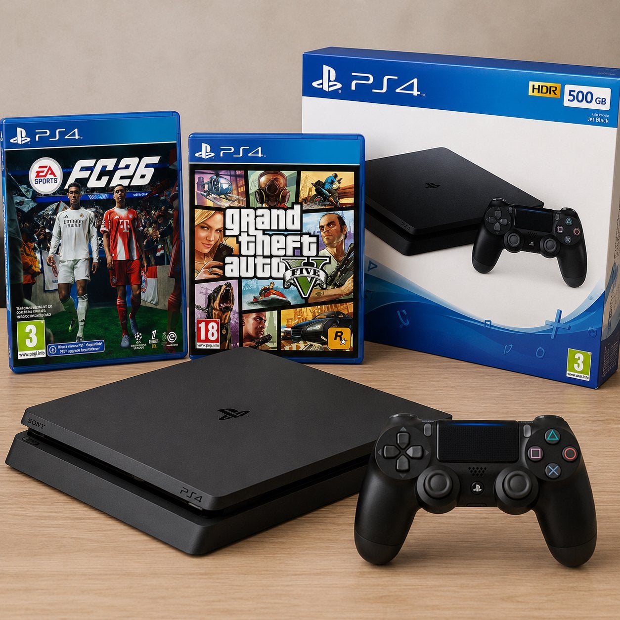 PS4 Slim 500GB met 1 controller en 2 games, Spelcomputers en Games, Spelcomputers | Sony PlayStation 4, Met 2 controllers, Ophalen of Verzenden