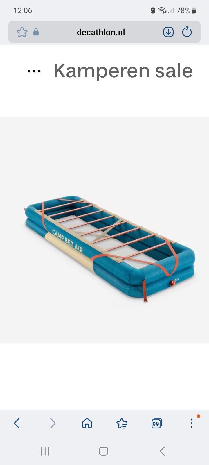 Decathlon Quechua Veldbed en zelfopblaasbaar luchtbed, Caravans en Kamperen, Luchtbedden, Ophalen of Verzenden, Gebruikt, 1-persoons