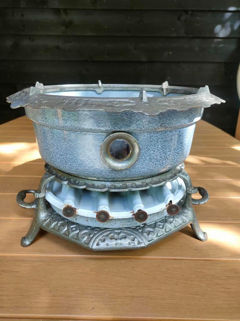 Vintage Haller Petroleumstel - Grijsgewolkt Emaille, Antiek en Kunst, Antiek | Emaille, Ophalen of Verzenden