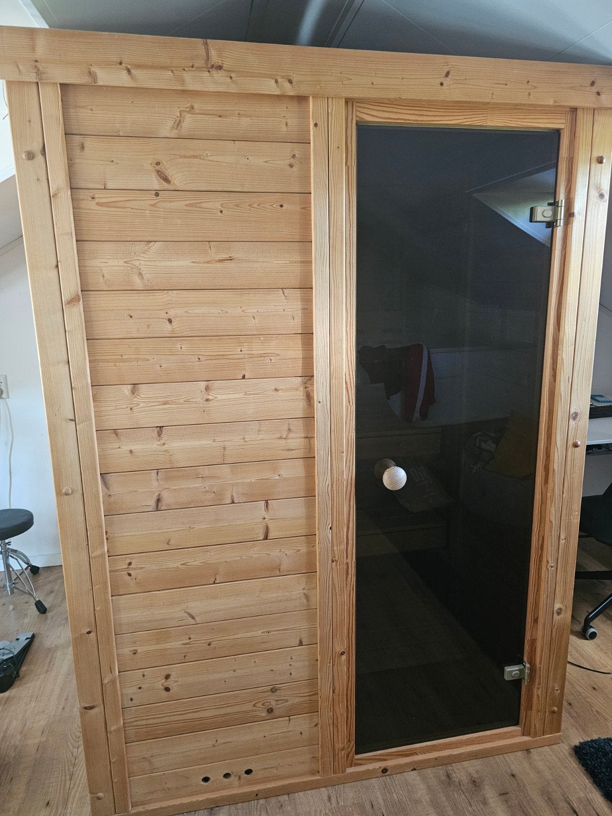 Interline Salla 2 sauna met Helo kachel 143x143, Sport en Fitness, Sauna, Ophalen, Gebruikt, Complete sauna