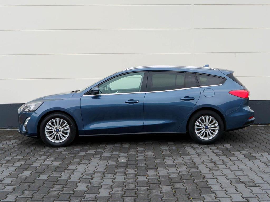 Ford Focus Wagon 1.0 EcoBoost Hybrid 125pk Titanium X Busine, Stof, Gebruikt, Automatische klimaatregeling, Blauw