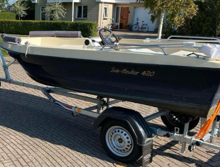 Consoleboot Seafinder 25pk met nieuwe trailer, Ophalen, 10 tot 30 pk, Gebruikt, Buitenboordmotor