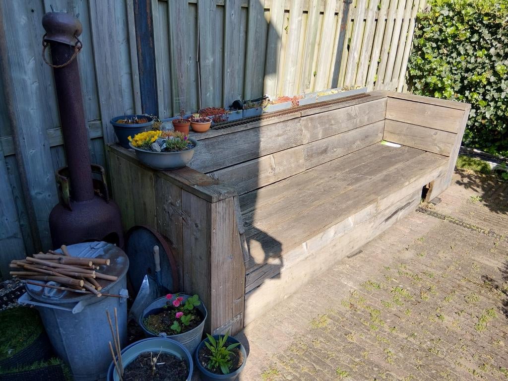 Steigerhouten tuinbank., Tuin en Terras, Ophalen, Hout