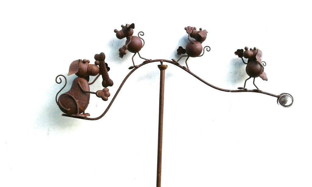 Tuinsteker, tuinprikker, windspel, balans met 4 honden Bkeus, Ophalen of Verzenden, Nieuw
