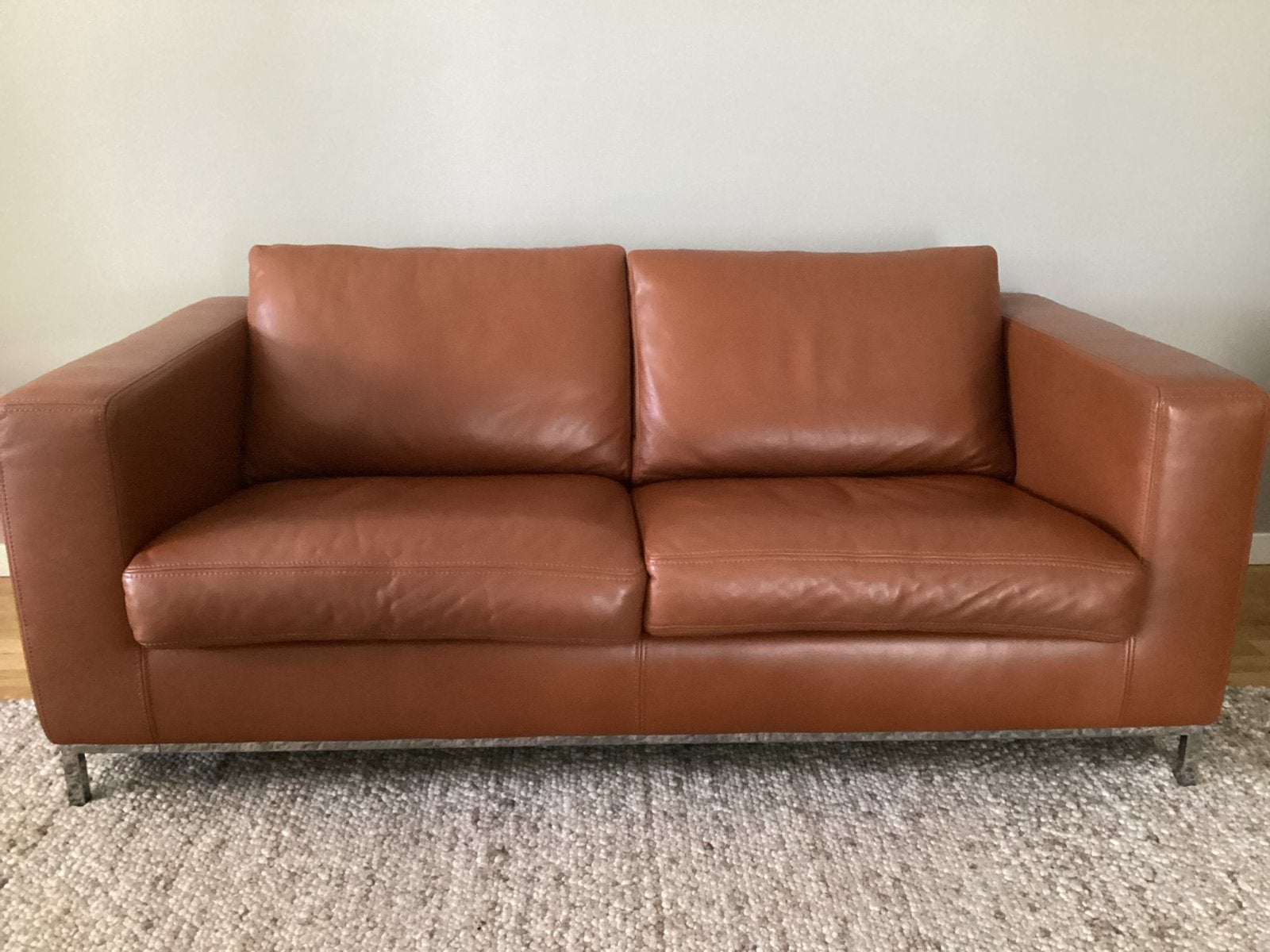 Cognac leren 2,5 zits bank, in nieuwstaat!, Huis en Inrichting, Banken | Bankstellen, Ophalen, Overige maten, 150 tot 200 cm, Zo goed als nieuw