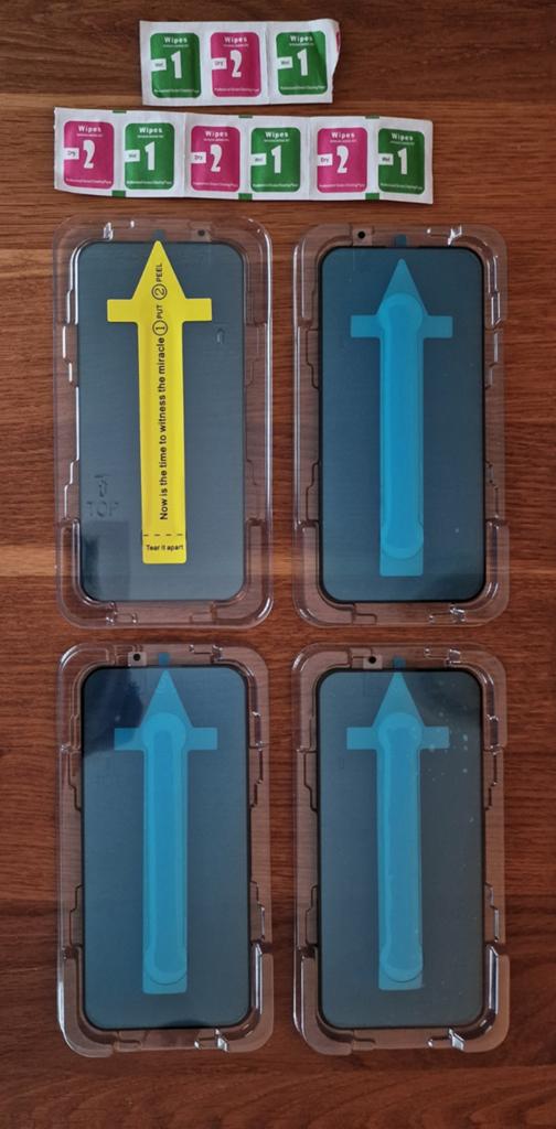 NIEUW 4 stuks iPhone 15 ProMax screenprotectors applicator, Ophalen, Nieuw