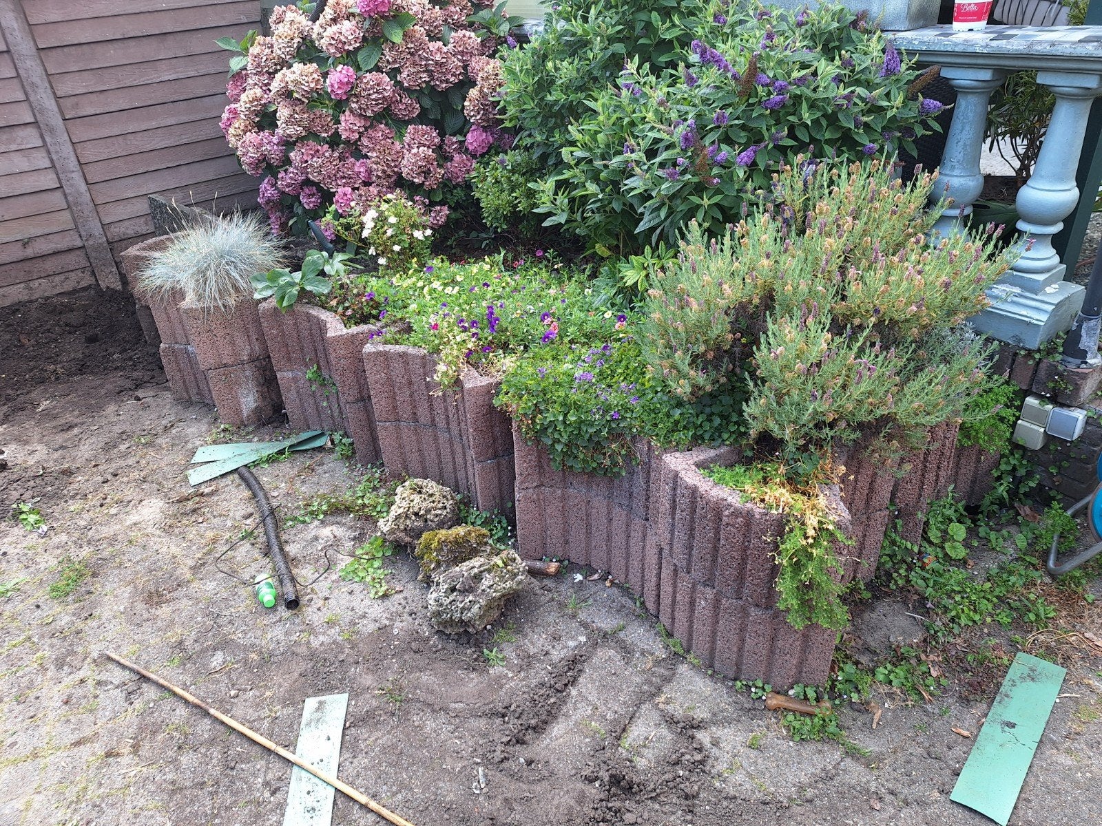 14 betonnen plantenbakken, Tuin en Terras, Bloembakken en Plantenbakken, Ophalen, Gebruikt, Balkon, Beton