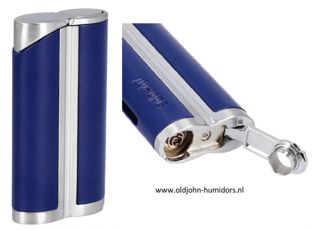 ADORIN  SIGAARAANSTEKER  JETFLAME BLUE/ SILVER + BOOR sas27, Verzenden, Nieuw, Aansteker